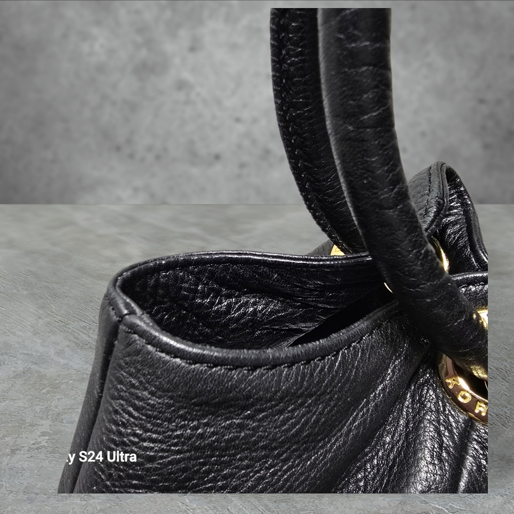 Michael Kors East West Black Pebbled Leather Bucket Bag Round Handles Large - Picture 12 of 16